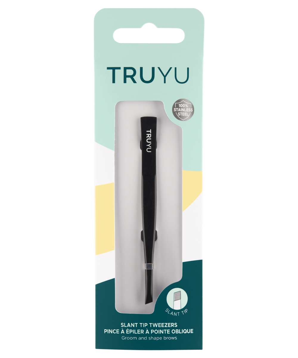 TRUYU Slant Tip Tweezer black in pack