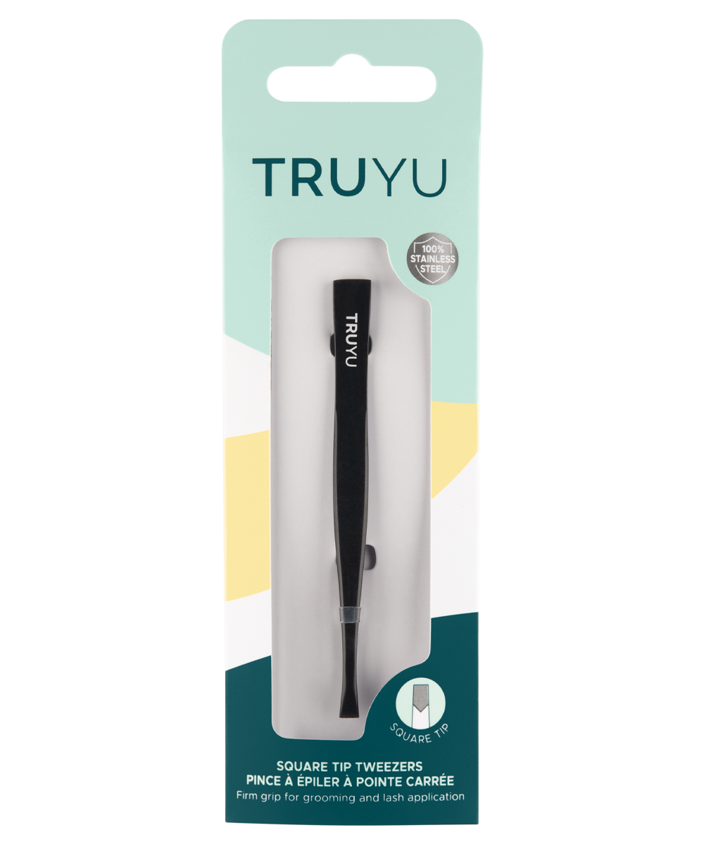 TRUYU Square Tip Tweezers- In packaging.