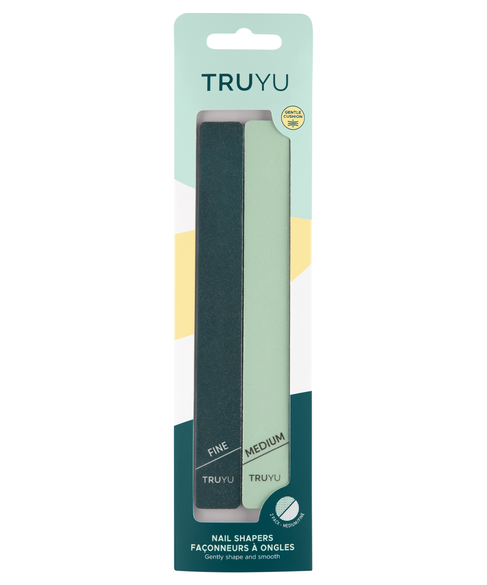 TRUYU Nail Shapers. 2 Pack. Blue and Light Blue. Medium and Fine. in packaging.