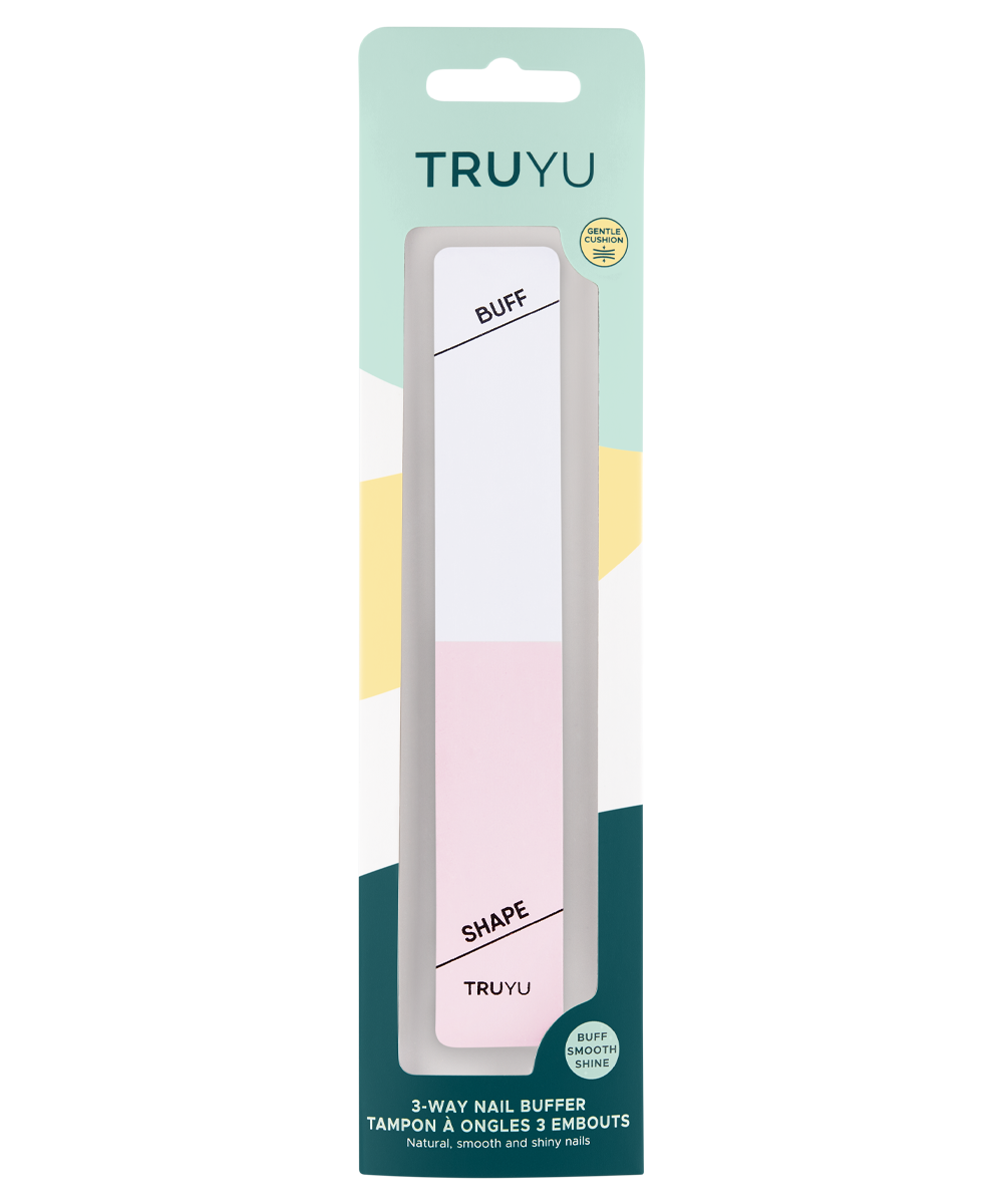 TRUYU 3 Way Nail Buffer, In packaging.