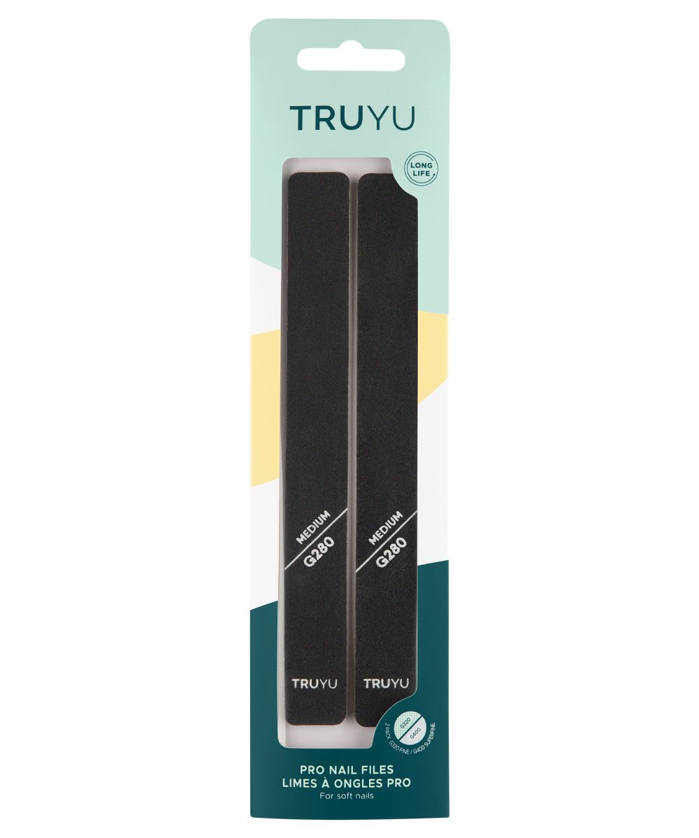 TRUYU Pro Nail Files (Medium Grit) 2 pack. in packaging.