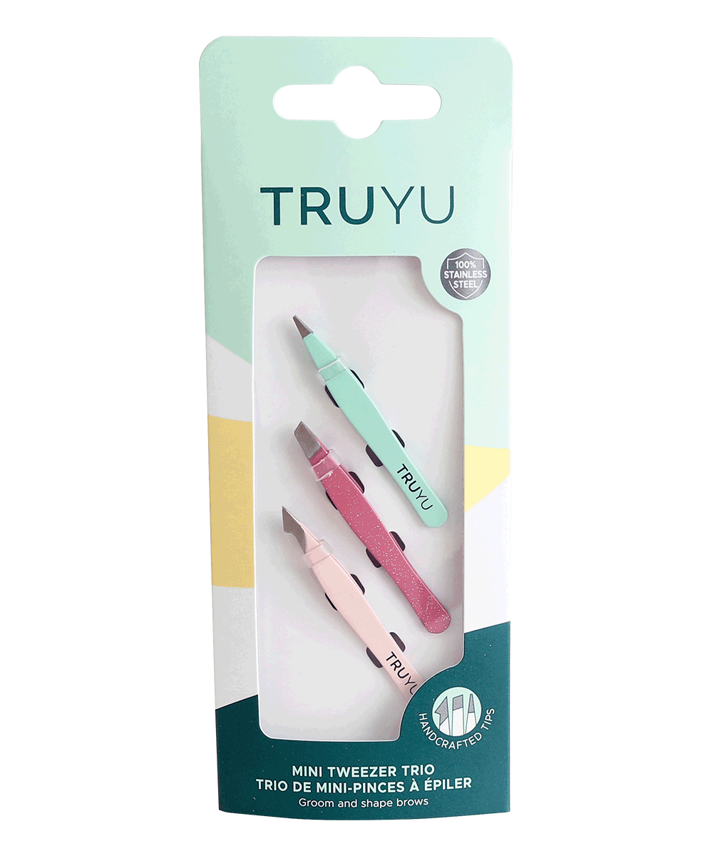 TRUYU Mini Tweezer Trio. Slant, Point and Combo Tip. in packaging