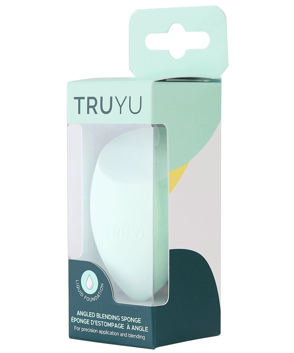 TRUYU Angled Blending Sponge. Side Angle in Pacakging.