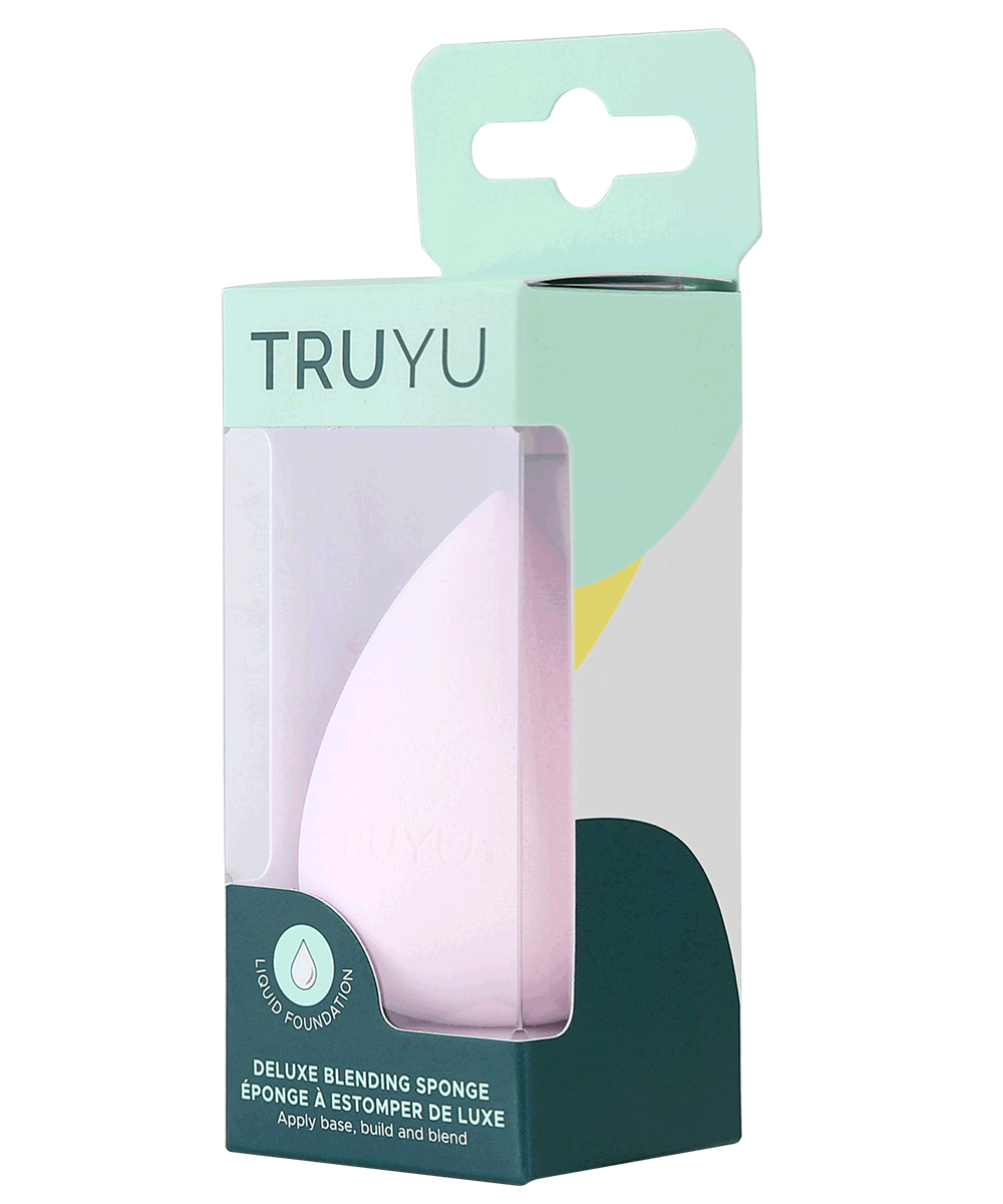 TRUYU Deluxe Blending Egg Sponge in pack. Side angle