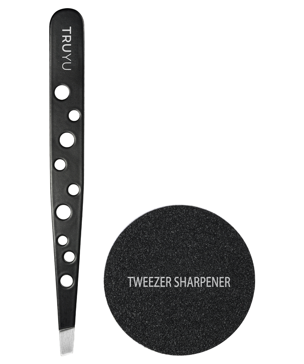 Slant Tip Tweezers with Sharpener