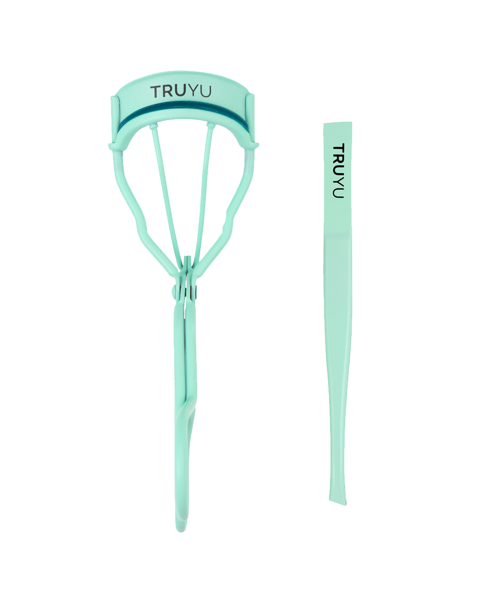 TRUYU Mint Blue Brow and Lash Set. Eyelash Curler and Tweezer. Out of Packagaing.