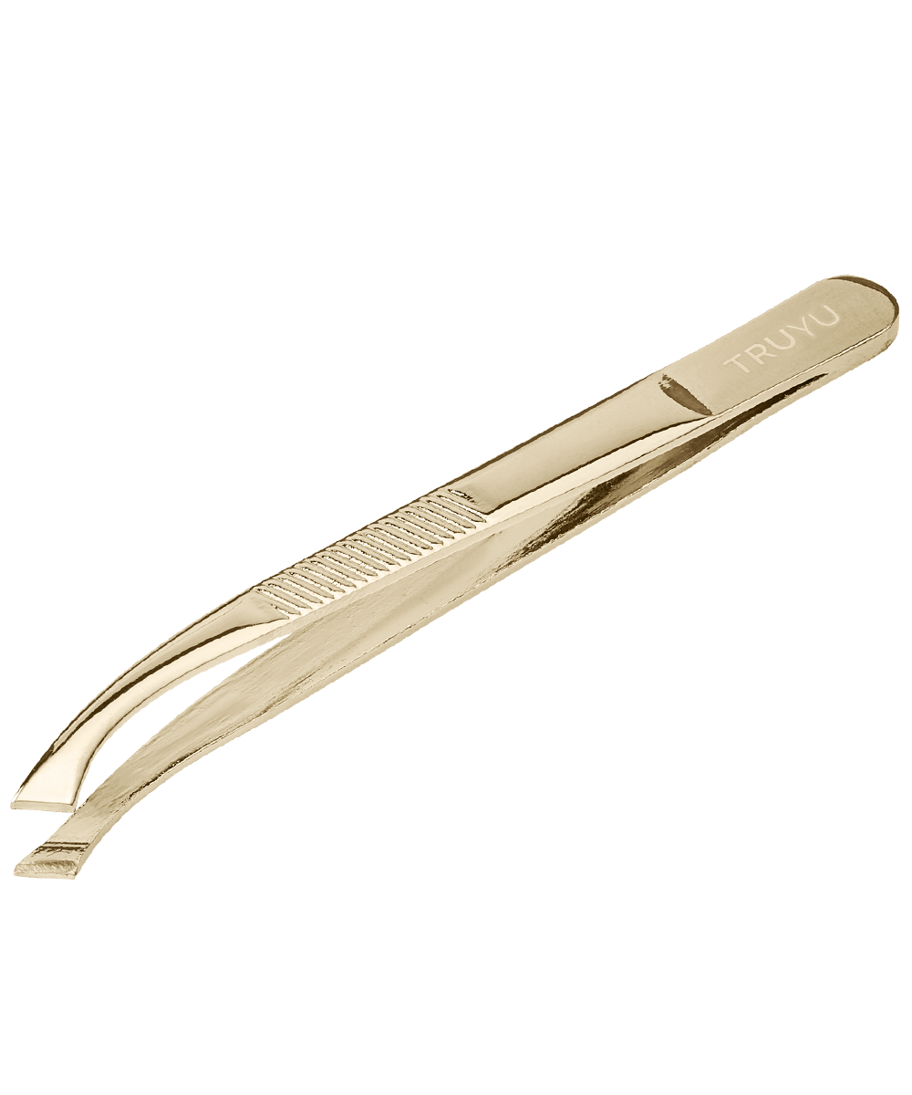 Angled image of TRUYU Gold Easy View Slant Tweezer