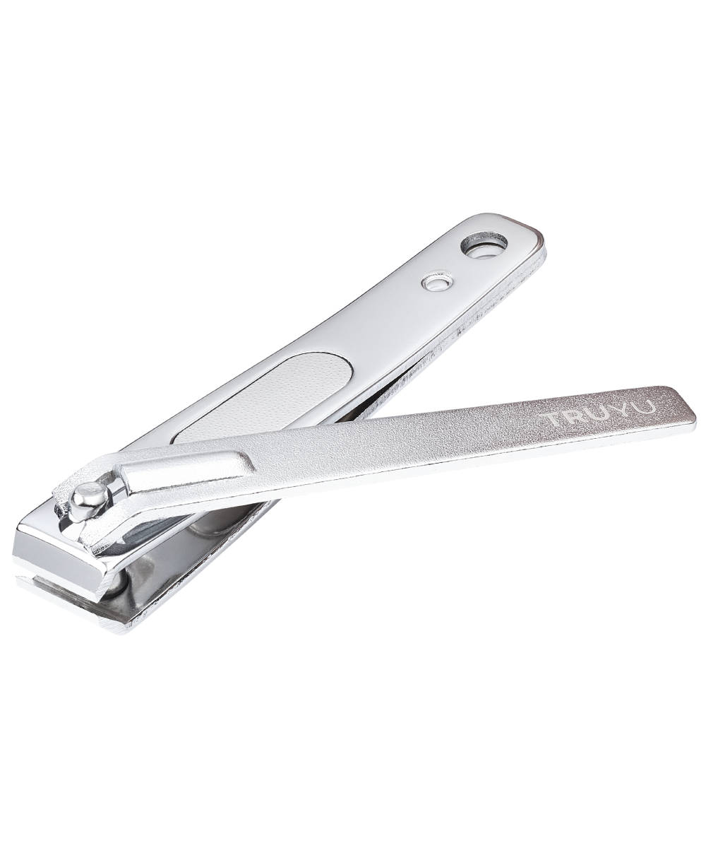 Angled image of a silver TRUYU Straight Toenail Clippers