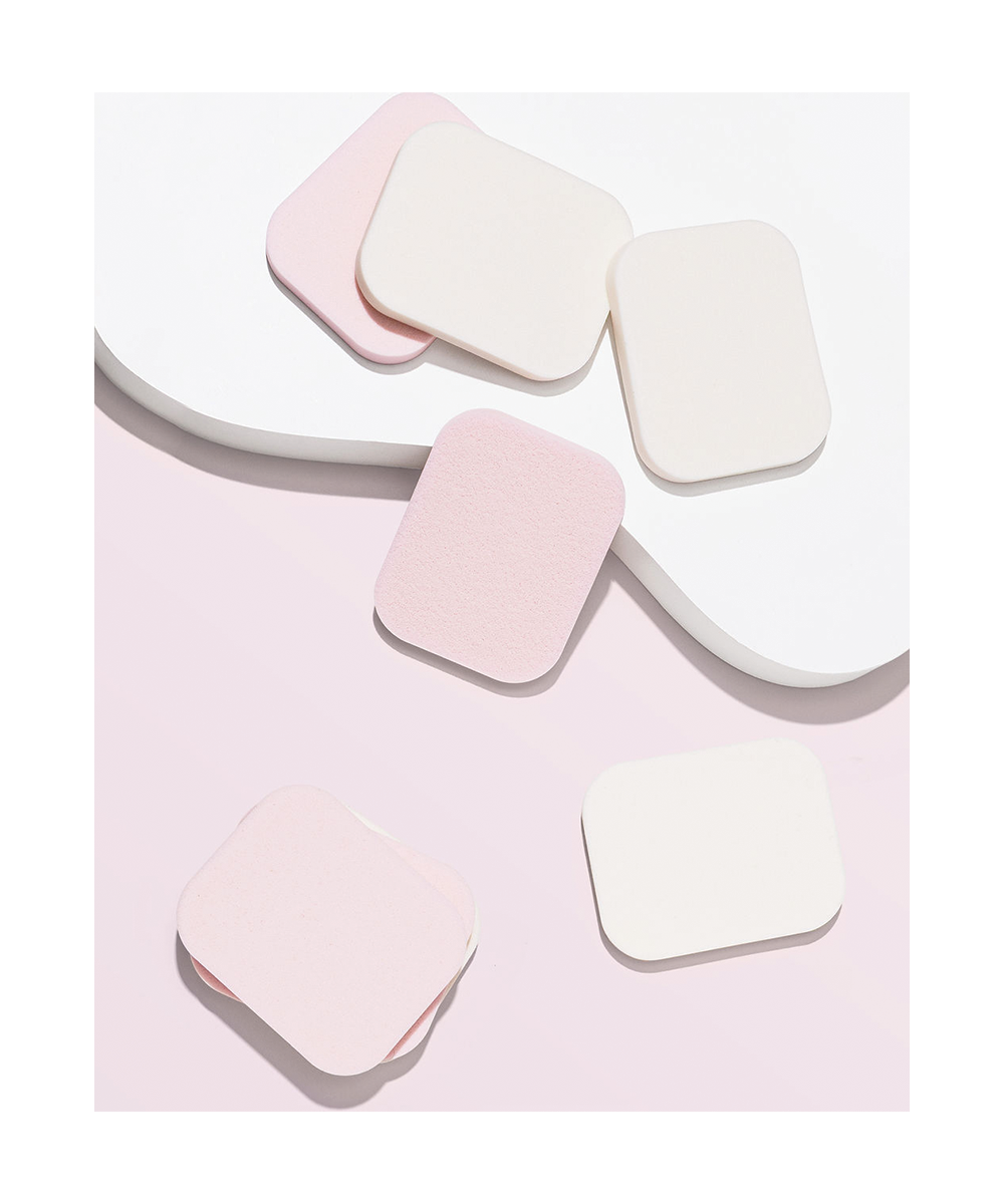TRUYU Pink and White Make up sponges. 20 pack. On white and pink background.