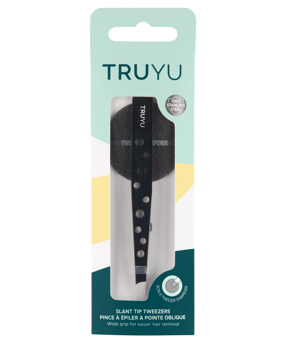 Slant Tip Tweezer & Sharpener TRUYU Truyubeauty