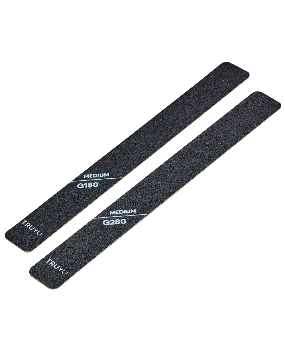 Angled image of TRUYU Pro Nail Files (set of 2). Medium grits.
