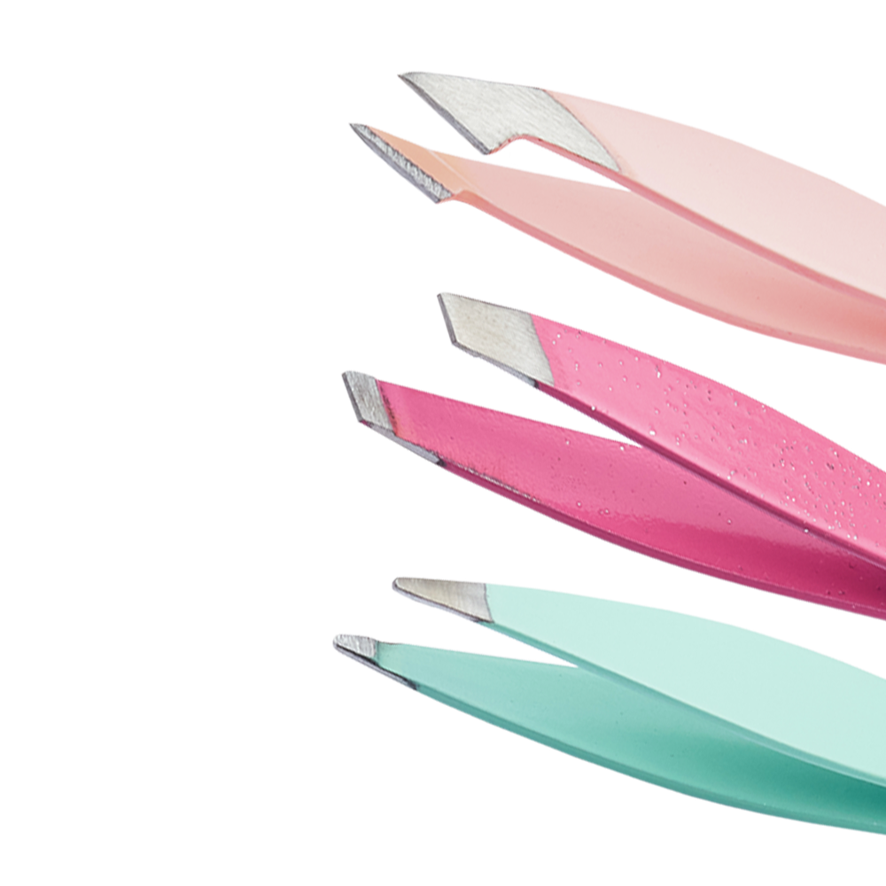 Zoomed in image of TRUYU Mini Tweezer Trio. Slant, Point and Combo Tips.