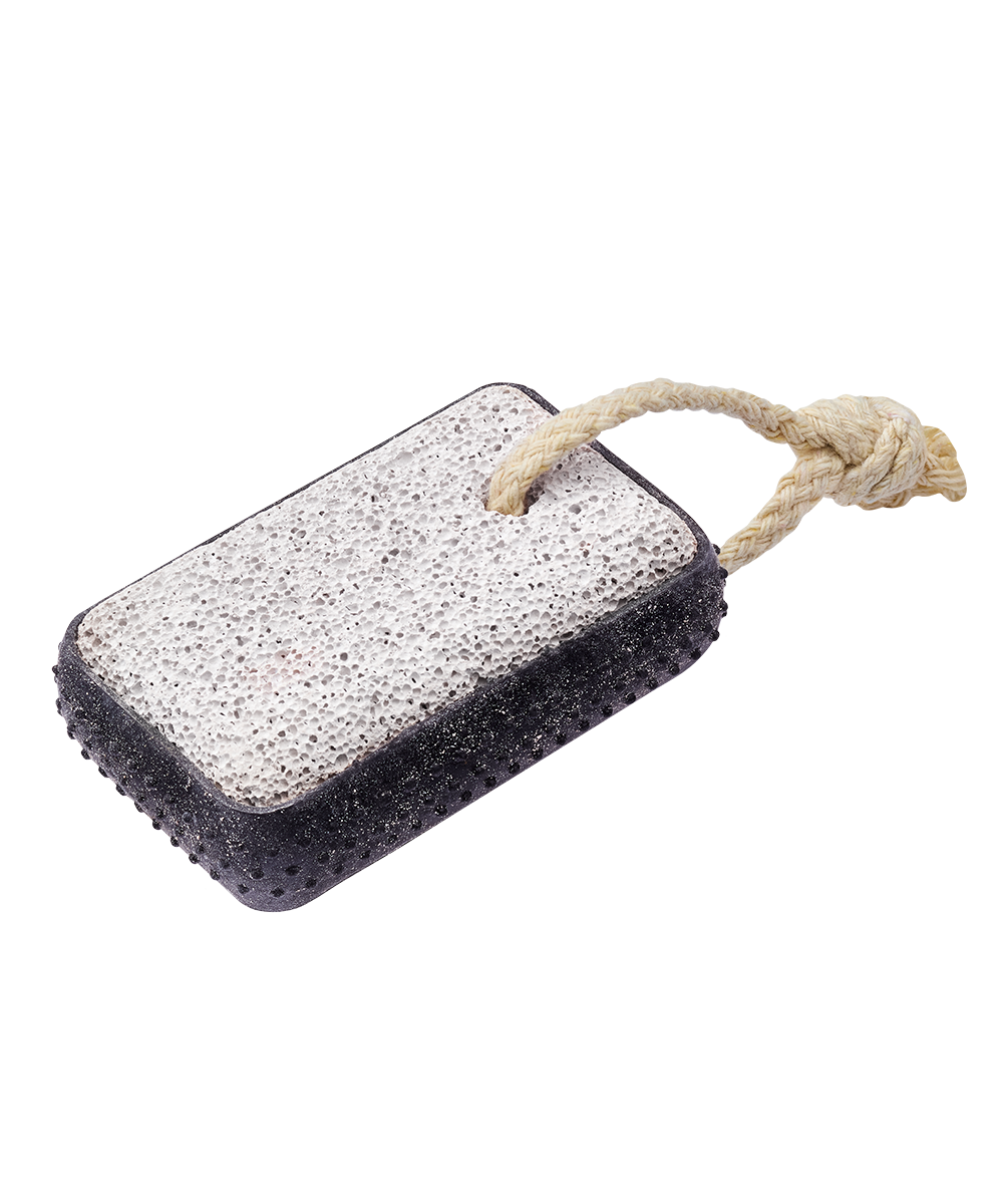 Angled image of TRUYU Easy Grip Pumice Stone with rope handle.